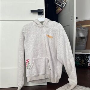 Dandy Gray Hoodie with Floral Embroidery